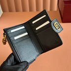 GUCCI 25S MARMONT WALLET 13 IN BLACK CALFSKIN GOLD HARDWARE