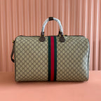 GUCCI 26S DUFFLE BAG 52 IN BEIGE AND DARK BROWN CANVAS