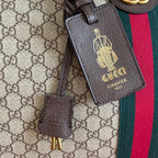 GUCCI 26S DUFFLE BAG 44 IN BEIGE AND DARK BROWN CANVAS