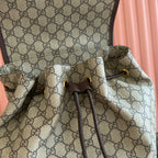 GUCCI 26S OPHIDIA LARGE BACKPACK 46 IN BEIGE AND BROWN CANVAS