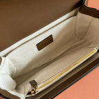GUCCI 26S SHOULDER BAG 21 IN BROWN EMBOSSED SUEDE AND CALFSKIN