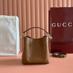 GUCCI 26S HAND BAG 19 IN BROWN CALFSKIN WITH MONOGRAM PATTERN