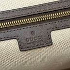 GUCCI 25S OPHIDIA MEDIUM CROSSBODY BAG 28 IN BEIGE CANVAS AND BROWN CALFSKIN