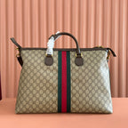 GUCCI 25S SAVOY LARGE BAG 48 IN BEIGE AND EBONY  SUPREME CANVAS