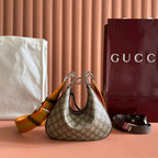 GUCCI 25S ATTACHE SHOULDER BAG 23 CM IN DARK BEIGE MIX BROWN CALFSKIN