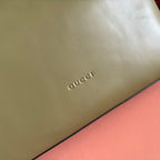 GUCCI 26S BEATRIX LARGE TOTE BAG 40 CM IN SAGE GREEN CALFSKIN