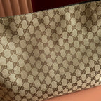 GUCCI 25S BEATRIX LARGE TOTE BAG 35 CM IN DARK BEIGE AND BROWN CANVAS