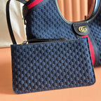 GUCCI 25S GIGLIO LARGE TOTE BAG 25 CM IN CHARCOAL GRAY CANVAS