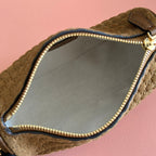 GUCCI 26S SHOULDER BAG 19 IN BROWN EMBOSSED SUEDE