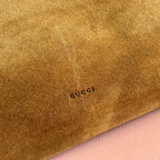 GUCCI 26S TOP HANDLE BAG 35 IN BROWN SUEDE