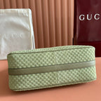 GUCCI 26S SHOULDER BAG 38 IN LIGHT GREEN EMBOSSED SUEDE
