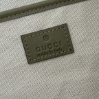 GUCCI 26S SHOULDER BAG 38 IN LIGHT GREEN EMBOSSED SUEDE