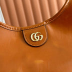 GUCCI 26S GIGLIO LARGE TOTE BAG 60 IN DARK BROWN SHINY CALFSKIN