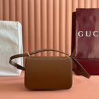 GUCCI 26S SIENA SHOULDER BAG 22 IN BROWN CALFSKIN