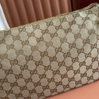 GUCCI 26S SHOULDER BAG 31 IN WARM BEIGE AND BROWN CANVAS