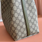 GUCCI 26S HAND BAG 25 IN DARK BEIGE AND MOSS GREEN CANVAS