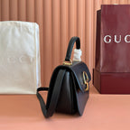 GUCCI 26S SIENA TOP HANDLE BAG 25 IN BLACK CALFSKIN