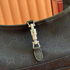 GUCCI 26S JACKIE SLIM SHOULDER BAG 27 IN BLACK CANVAS