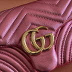 GUCCI 26S  MARMONT BAG 26 IN METALLIC PINK LAMBSKIN