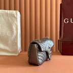 GUCCI 26S  MARMONT BAG 26 IN WARM GRAY BROWN LAMBSKIN