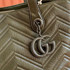 GUCCI 26S  MARMONT TOTE BAG 30 IN MOSS GREEN CALFSKIN