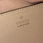 GUCCI 26S  EMBLEM BUCKET BAG 22 IN LIGHT PINK COATED FABRIC
