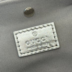 GUCCI 26S  EMBLEM BUCKET BAG 19 IN BEIGE AND SILVER CANVAS