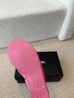 CHANEL Double C Hottest Knit Flip-Flops Bright Pink