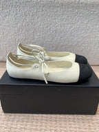 CHANEL MARY JANE BALLERINA IN WHITE LAMBSKIN