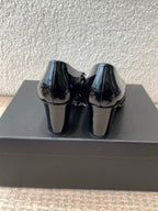 CHANEL MID-HEEL PUMPS IN BLACK PATENT CALFSKIN