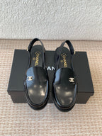 CHANEL MOASIN SLINGBACK IN BLACK PATENT CALFSKIN