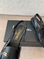 CHANEL MOASIN SLINGBACK IN BLACK PATENT CALFSKIN