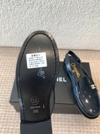 CHANEL MOASIN SLINGBACK IN AEGEAN BLUE PATENT CALFSKIN