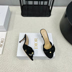 DIOR HIGH AABLE MULE IN BLACK FABRIC