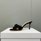 DIOR HIGH AABLE MULE IN BLACK FABRIC