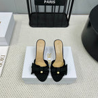 DIOR HIGH AABLE MULE IN BLACK FABRIC