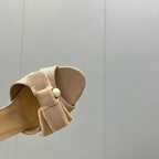 DIOR HIGH AABLE MULE IN BISQUE BEIGE FABRIC