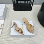 DIOR HIGH AABLE MULE IN BISQUE BEIGE FABRIC