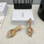 DIOR HIGH AABLE MULE IN BISQUE BEIGE FABRIC