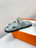 HERMES CHYPRE SANDAL PASTEL BLUE LAMBSKIN WITH H BUCKLE