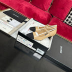 CHANEL HIGH MARY JANE IN DARK CREAM CALFSKIN AND BLACK SATIN