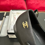 CHANEL MARY JANE SHOES IN BLACK CALFSKIN AND SATIN