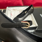 CHANEL MARY JANE SHOES IN BLACK CALFSKIN AND SATIN