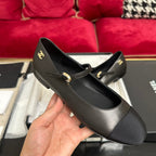 CHANEL MARY JANE SHOES IN BLACK CALFSKIN AND SATIN