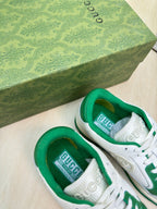 GUCCI INTERLOCKING G SNEAKER WHITE GREEN CALFSKIN AND FABRIC