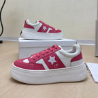 DIOR STAR PLATFORM SNEAKER IN WHITE MIX RED PINK CALFSKIN