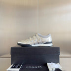 CHANEL MARY JANE SNEAKER IN SILVER LAMBSKIN