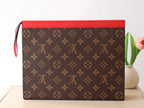 LOUIS VUITTON LV 25S POCHETTE VOYAGE 26 IN SARI RED MONOGRAM MACASSAR COATED CANVAS