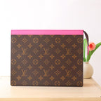 LOUIS VUITTON LV 25S POCHETTE VOYAGE 26 IN PONDICHERY PINK MONOGRAM MACASSAR COATED CANVAS
