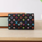 LOUIS VUITTON ROSALIE WALLET 12 IN BLACK MIX COLORFUL CALFSKIN